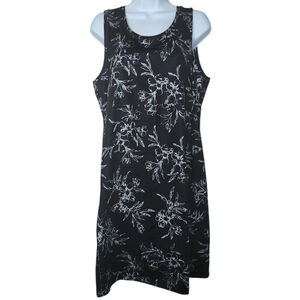 Women's L.L.Bean Navy Blue White Floral Sleeveless Athletic Dress L